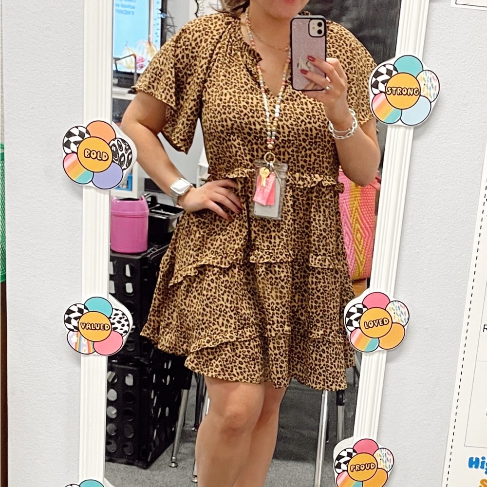 Leopard v-neck mini dress